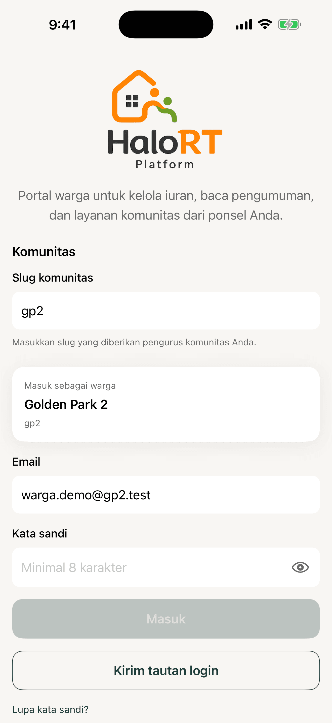 3. Komunitas terpilih + login