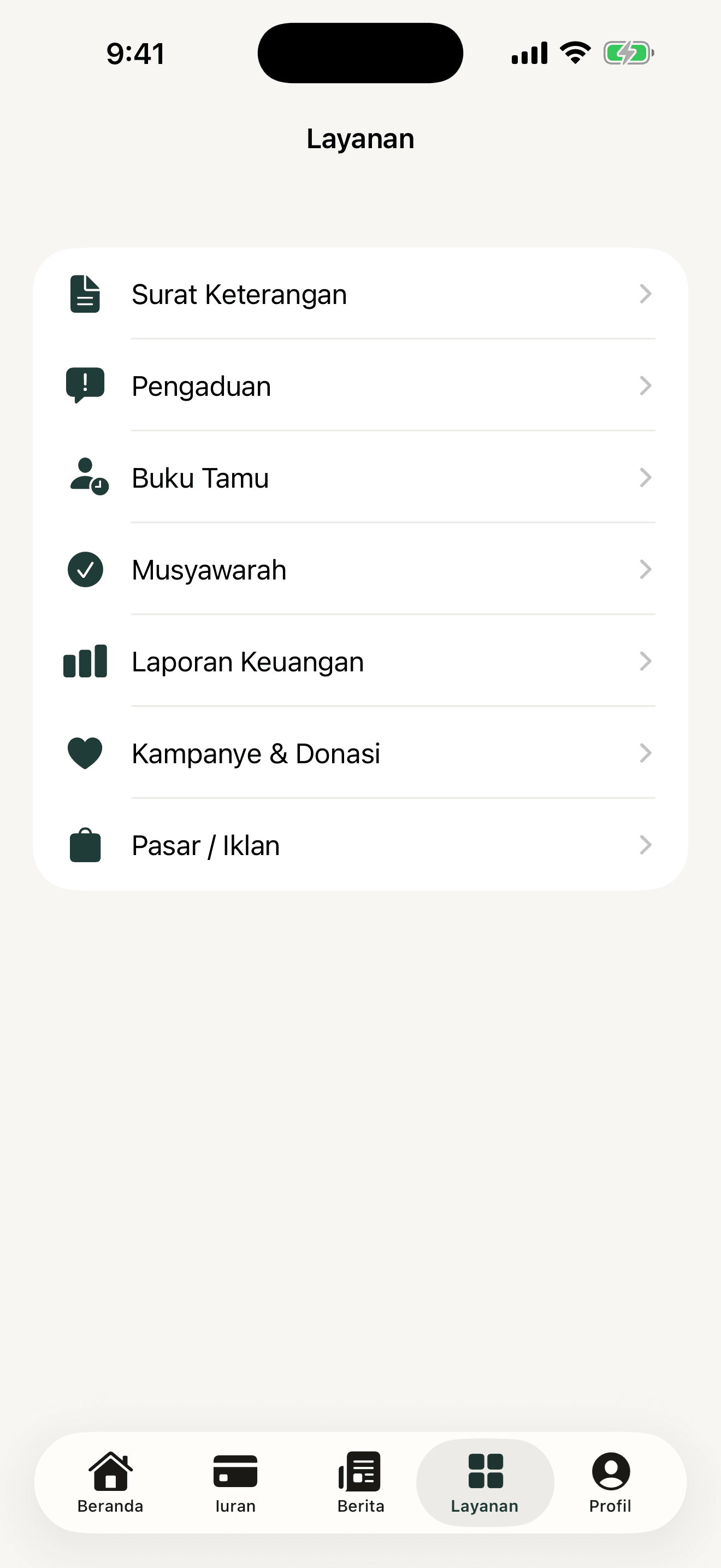 8. Tab Layanan