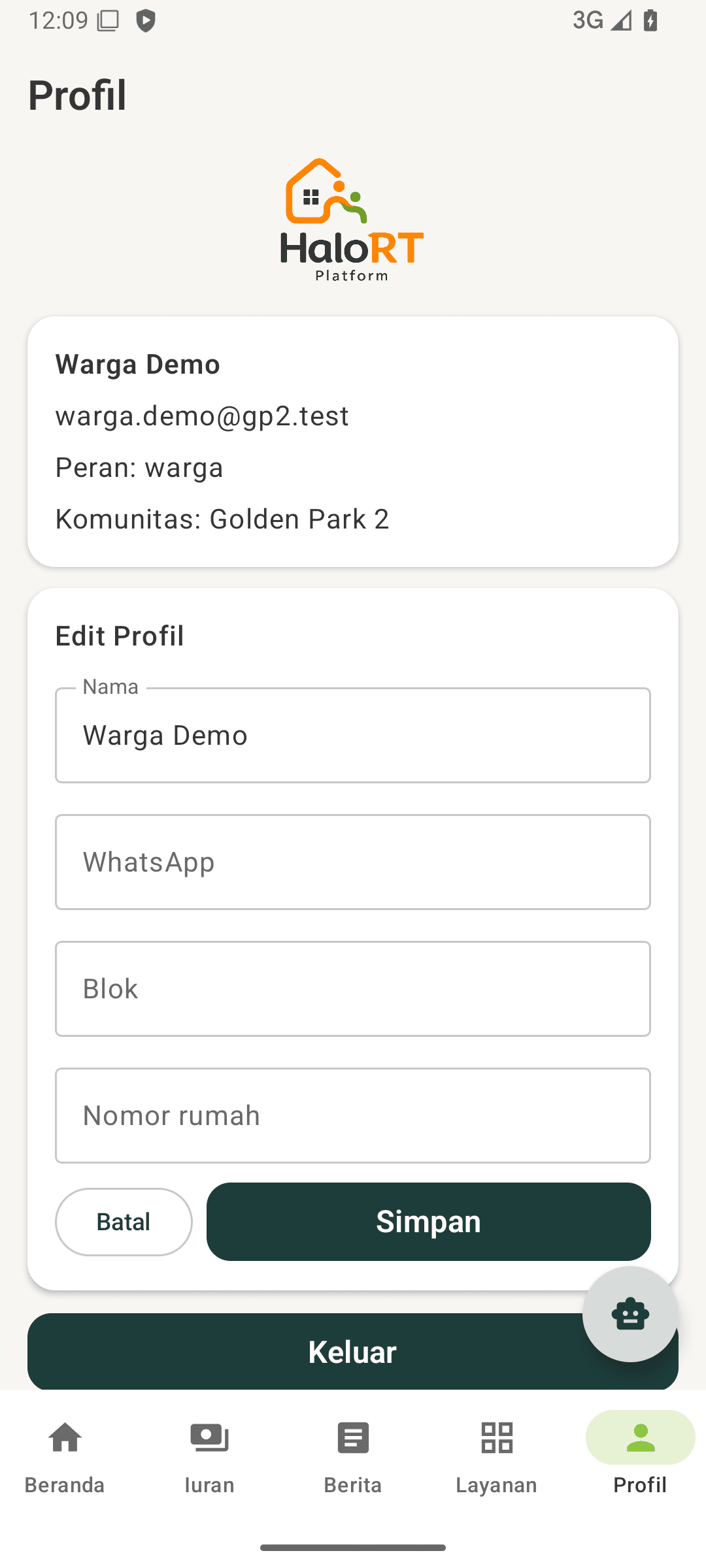 13. Edit profil