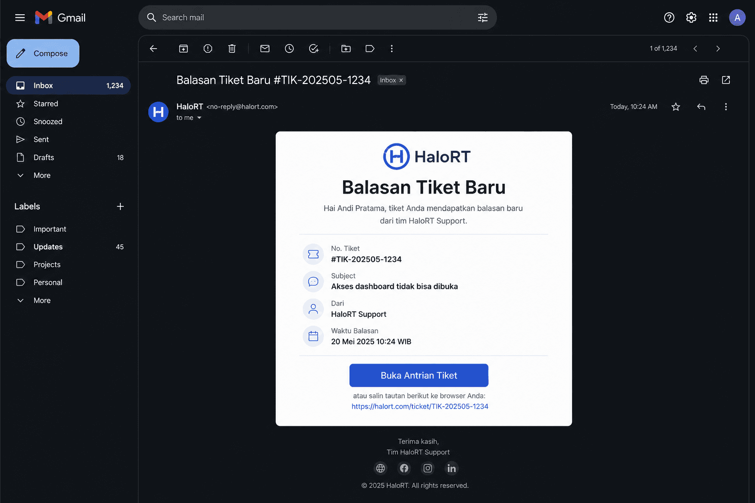 4. Email notifikasi branded